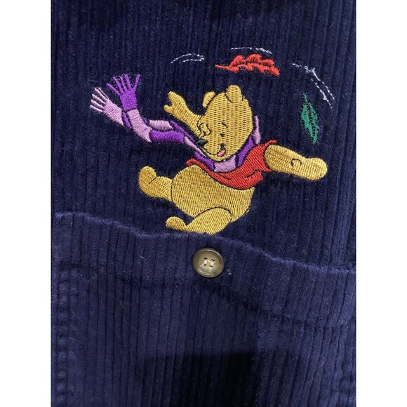 Vintage Winnie the Pooh Shirt Womens Medium Corduroy Embroidered Disney 90s - Picture 3 of 4